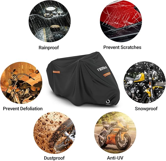 Favoto Motorcycle Cover Reflective Stripe Waterproof Outdoor Protection All - Image 7