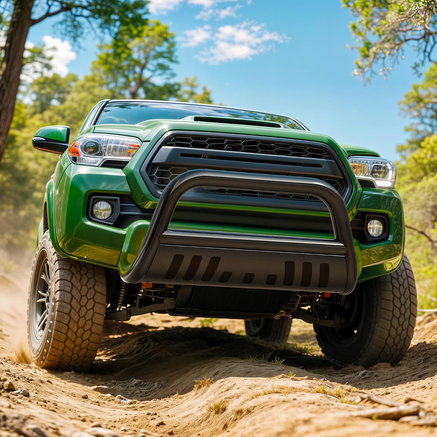 AUTOSAVER88 Bull Bar Compatible for 2004-2024 Ford F150 F-150, Front Bumper Grill Black Heavy Duty 3" Tube Brush Push, Grille Guard with Skid Plate