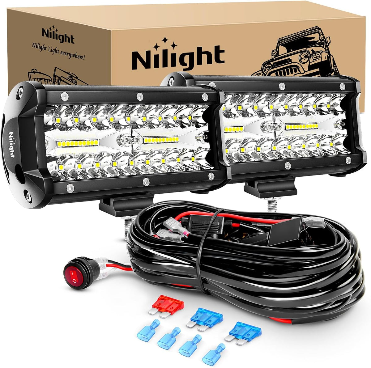 nilight zh303 2pcs 6.5 inch 120w spot &, main product view
