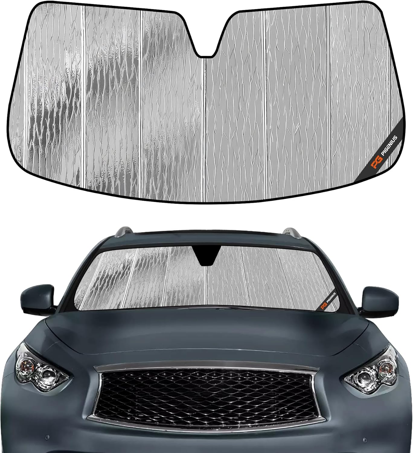 Pigenius Windshield Sun Shade for Infiniti QX70 2014-2017, FX35 2009-2012, FX50 2009-2013, FX37 2013 - AstraGuard