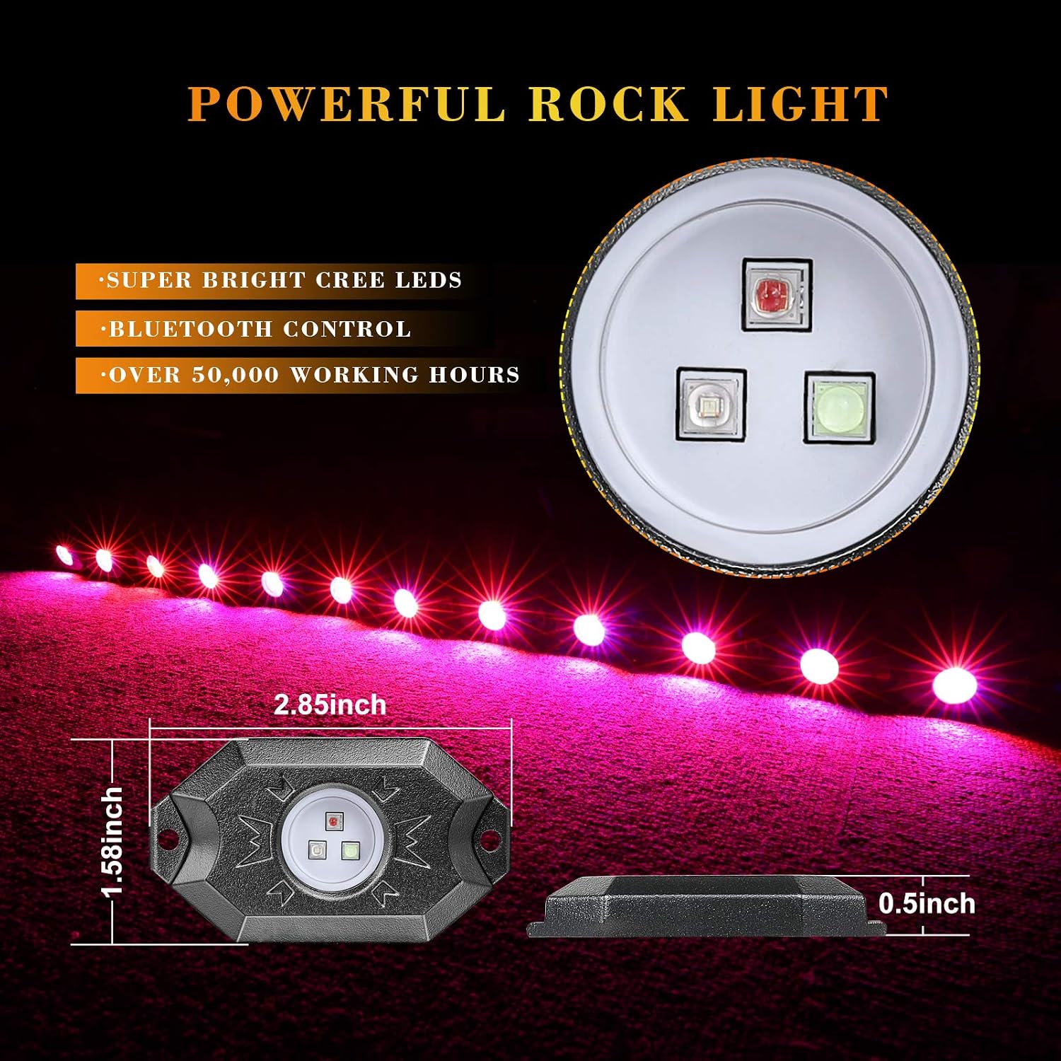 RGB Rock Light Kits, Niking Auto 12 Pods RGB Underglow LED Rock Lights with App Control & Timing & Music Mode & Flashing Multicolor Neon LED Lights for Trucks Off Road UTV ATV Pickup Boat