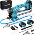 Bluebow Electric Grease Gun Kit, 12,000 PSI Pressure, 5.3 oz/min Flow Rate, 2X 4000 mAh Batteries, 39.4" Flexible Hose, Cordless Grease Gun Built for Farmers, Mechanics & Truckers, Light Weight, Teal