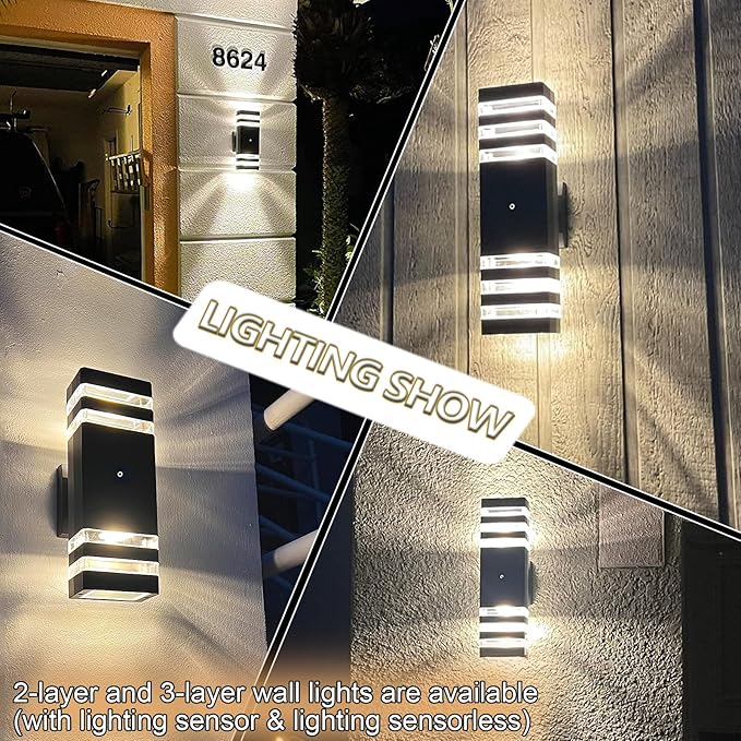 tewei 6 Pack Dusk to Dawn Outdoor Lighting, Modern Black Exterior Light - Image 5