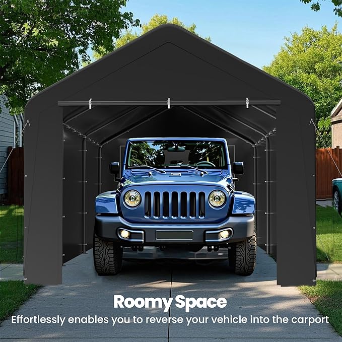 GOJOOASIS 10x20 Carport Heavy Duty Portable Garage Shelter Metal Car Canopy Tent - Image 5