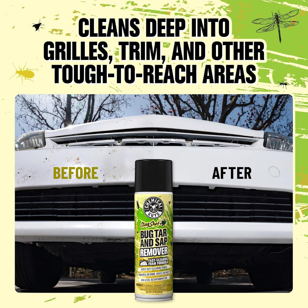 Chemical Guys Bug, Sap & Tar Remover, Fast Acting Pre Wash Cleaner for Cars, Trucks & SUVs, Removes Stuck On Residue, Road Film, Bug Splatter, Tree Sap, Grime, Spray, 2 Pack - 15 Fl Oz Each