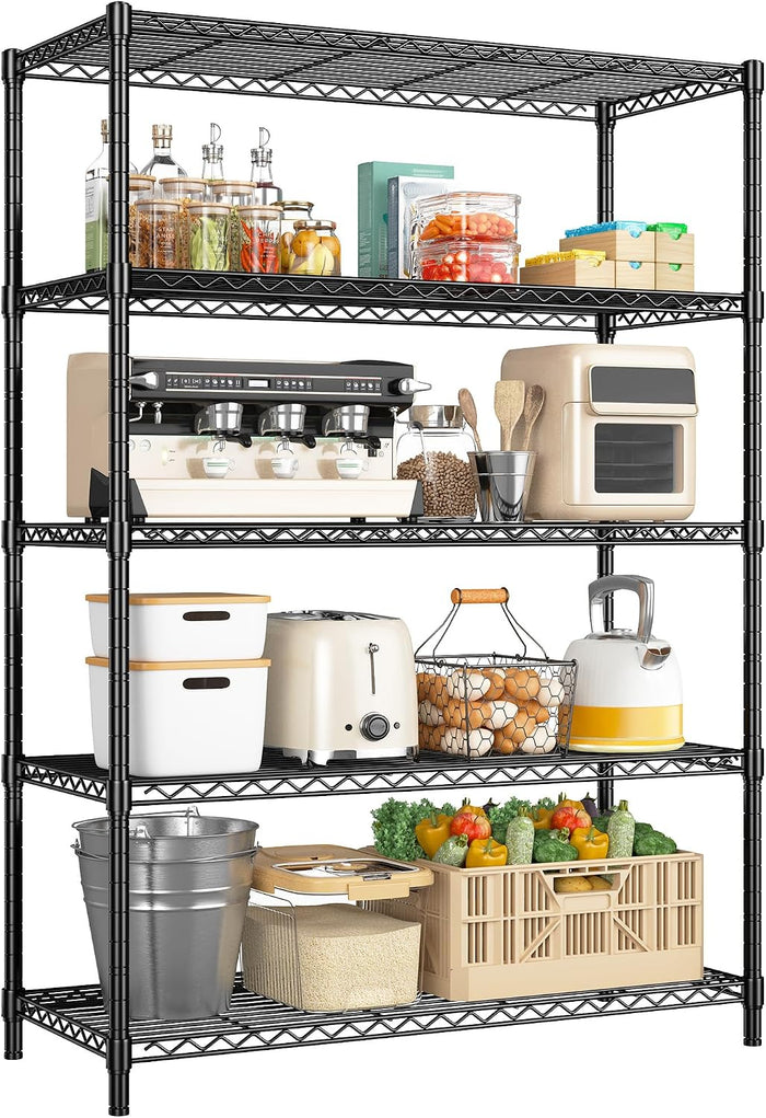 5 Tier Storage Shelves 71"H Wire Shelving Adjustable Metal Shelving, 1000LBS