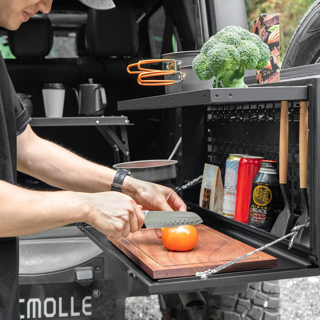 Tailgate Table, MOLLE Panel for Jeep Wrangler JK JL 2007–2025 | Double Layer Foldable Cargo Rack, Tool Storage, Tactical Modular Storage for MOLLE Accessories