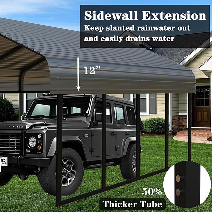 Heavy Duty Metal Carport 20x20 ft Galvanized Steel Carport Shelter - Image 4