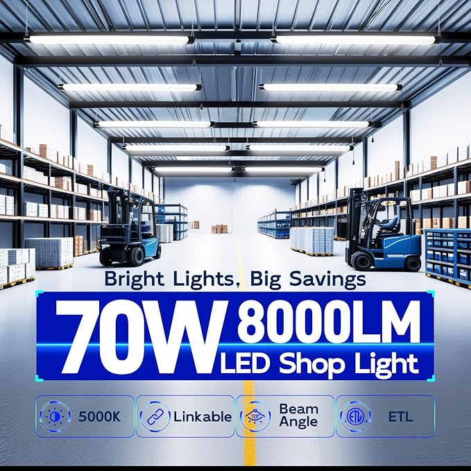 hykolity 4FT 70W LED Shop Light Linkable, 5000K Utility Shop Lights