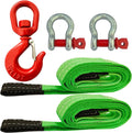 HENBOW Lift Sling Straps with Swivel Lifting Hook and D Ring Shackle,6.5'X2 Heavy Duty Flat Lift Sling 17600 lbs Capacity，Web Sling for Hoist Car Tree Saver Winch Recovery