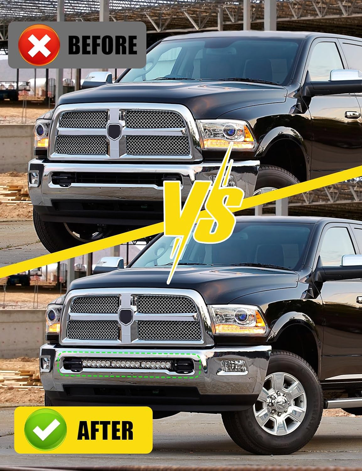 20’’Led Light Bar Hidden Bumper Mounting Brackets Compatible with 2003-2014 Dodge Ram 2500/3500