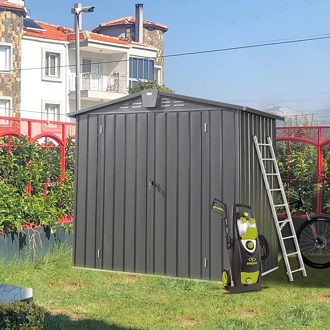 Domi 10’ x 8’ Outdoor Storage Shed, Metal Sheds Tool Storage Gable Roof - Image 6