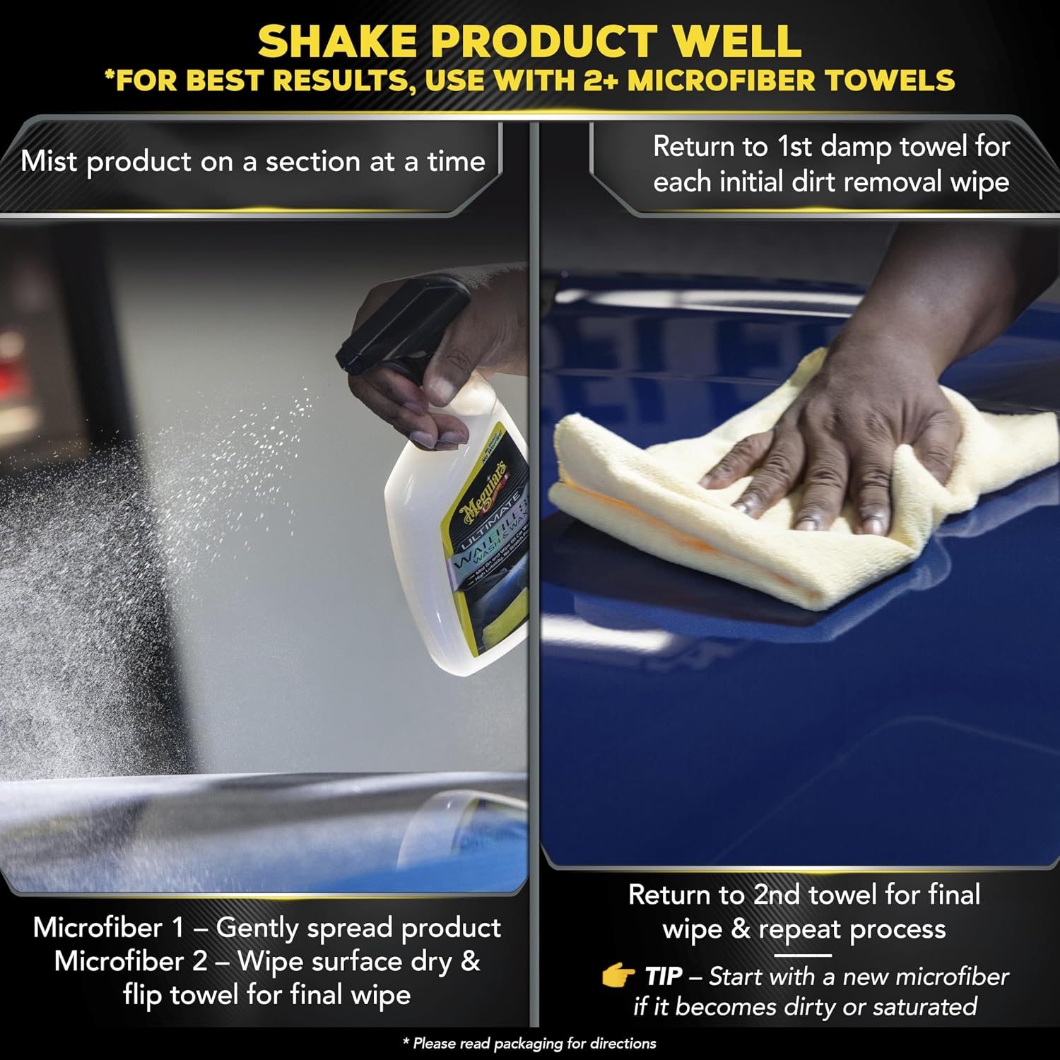 Meguiar's G3626 Ultimate Waterless Wash & Wax - 26 Oz Spray Bottle, 6 Pack