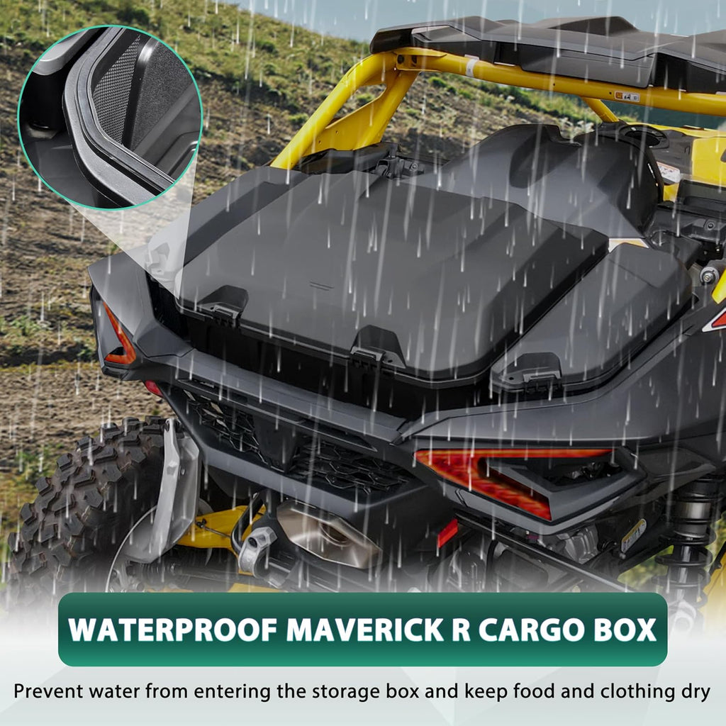 96L Rear Cargo Box for Can-Am Maverick R, Waterproof LinQ Poly Cargo Bed Storage Box Large Tool Bin Organizer for Can Am Maverick R X RS 2024+ Accessories, Replace #715007182