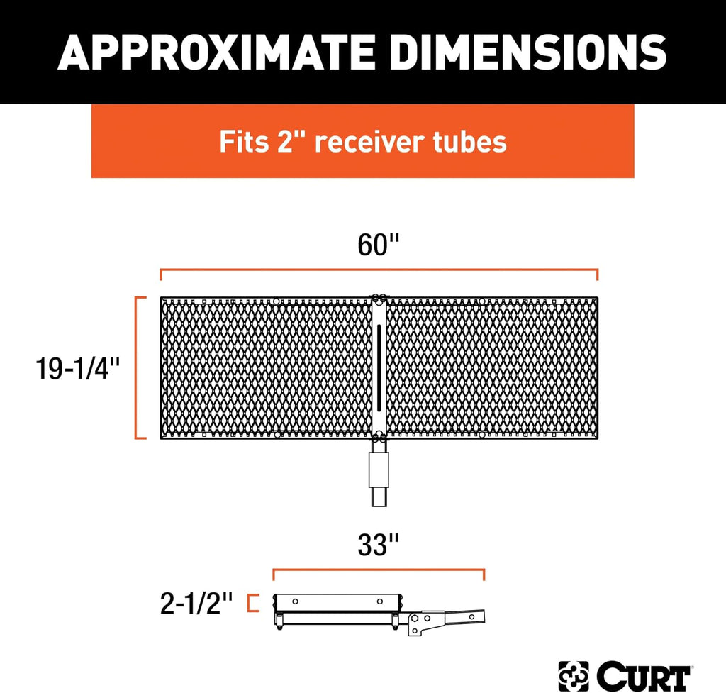 CURT 18109 Tray-Style Trailer Hitch Cargo Carrier, 500 lbs. Capacity, 60-Inch x 19-1/4-Inch, Fits 2-Inch Receiver