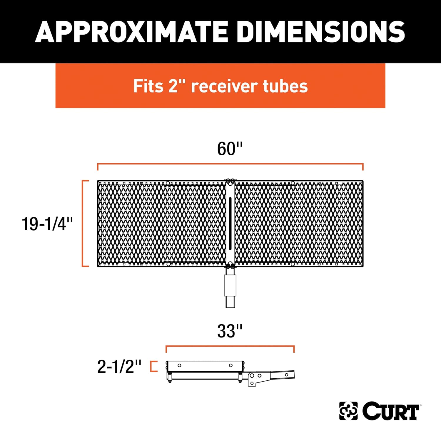 CURT 18109 Tray-Style Trailer Hitch Cargo Carrier, 500 lbs. Capacity, 60-Inch x 19-1/4-Inch, Fits 2-Inch Receiver