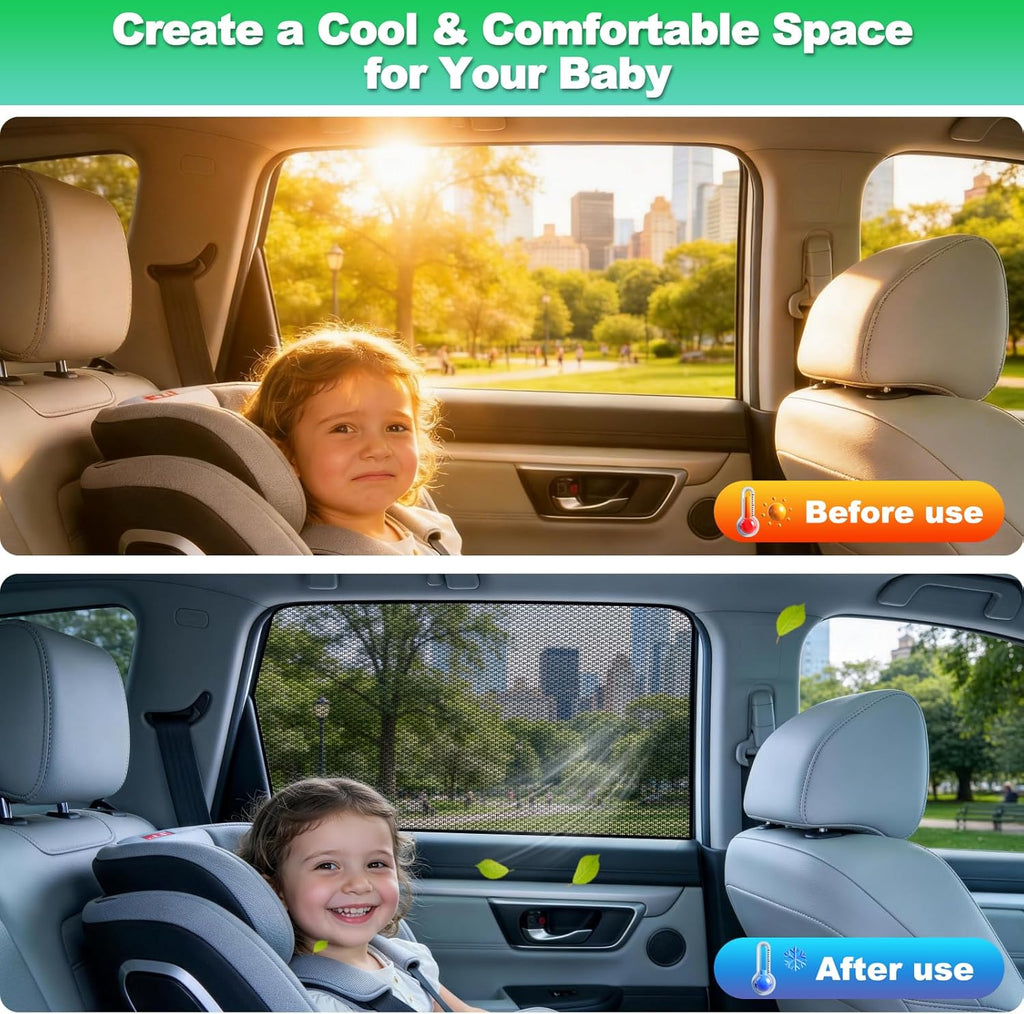 CRV Window Shades 2023-2025, Rear Side 2PCS Mesh Set | Custom Fit, Superior Sun Protection, Secure Magnetic Installation, Breathable Mesh, Ideal for Families, Kids & Road Trips