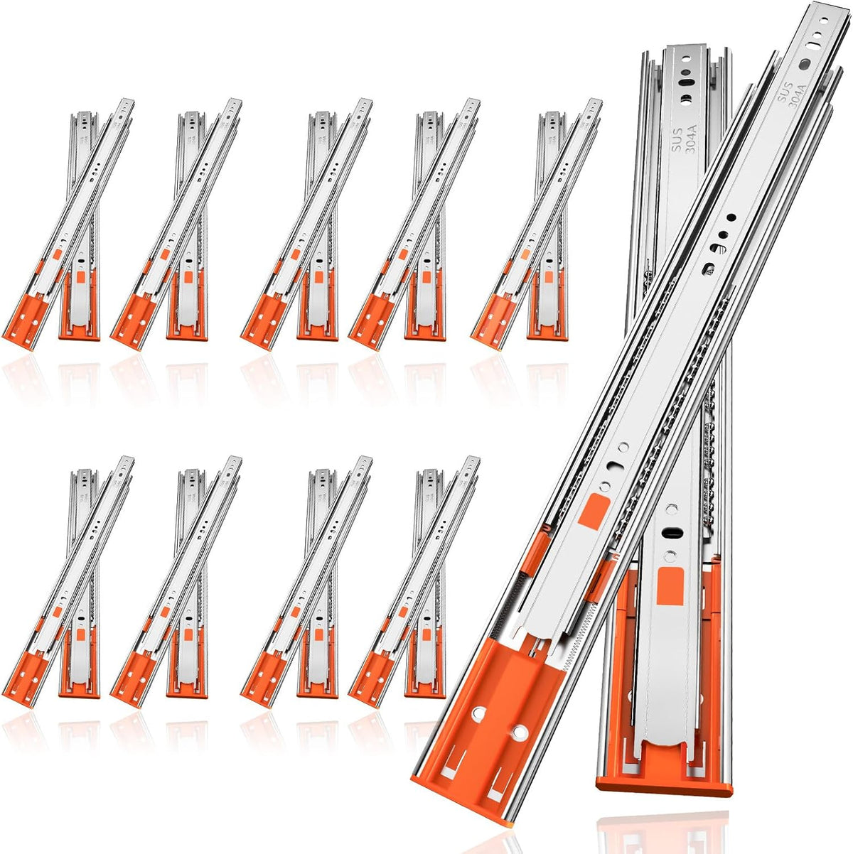 22" soft close drawer slides, stainless steel full, main product view