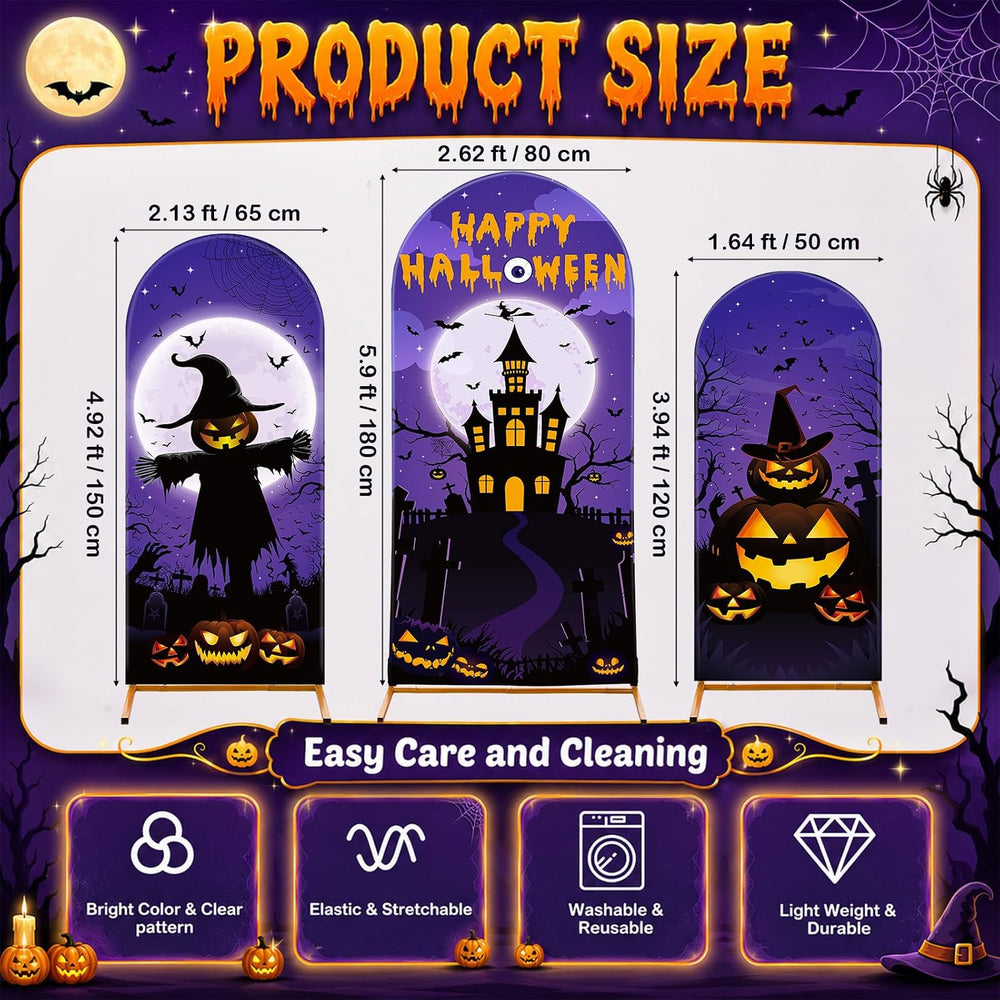 WovWeave Halloween Castle Arch Cover Backdrop Decorations Set of 3