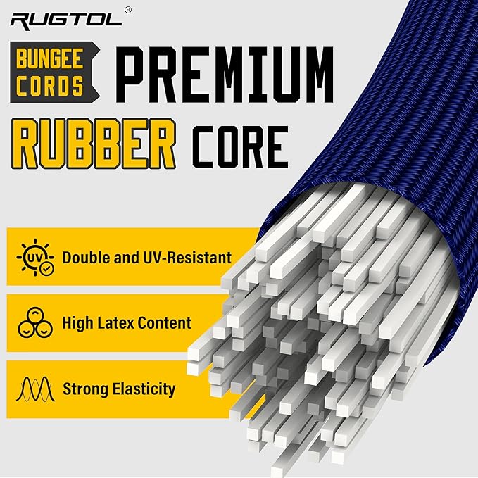 Bungee Cords with Hooks, 48 Inch Adjustable Blue Bungee Cords with Carabiner - Image 3