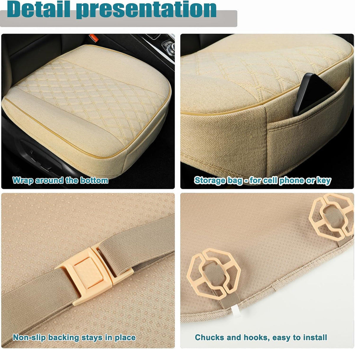west llama linen front car seat cover protector, side view
