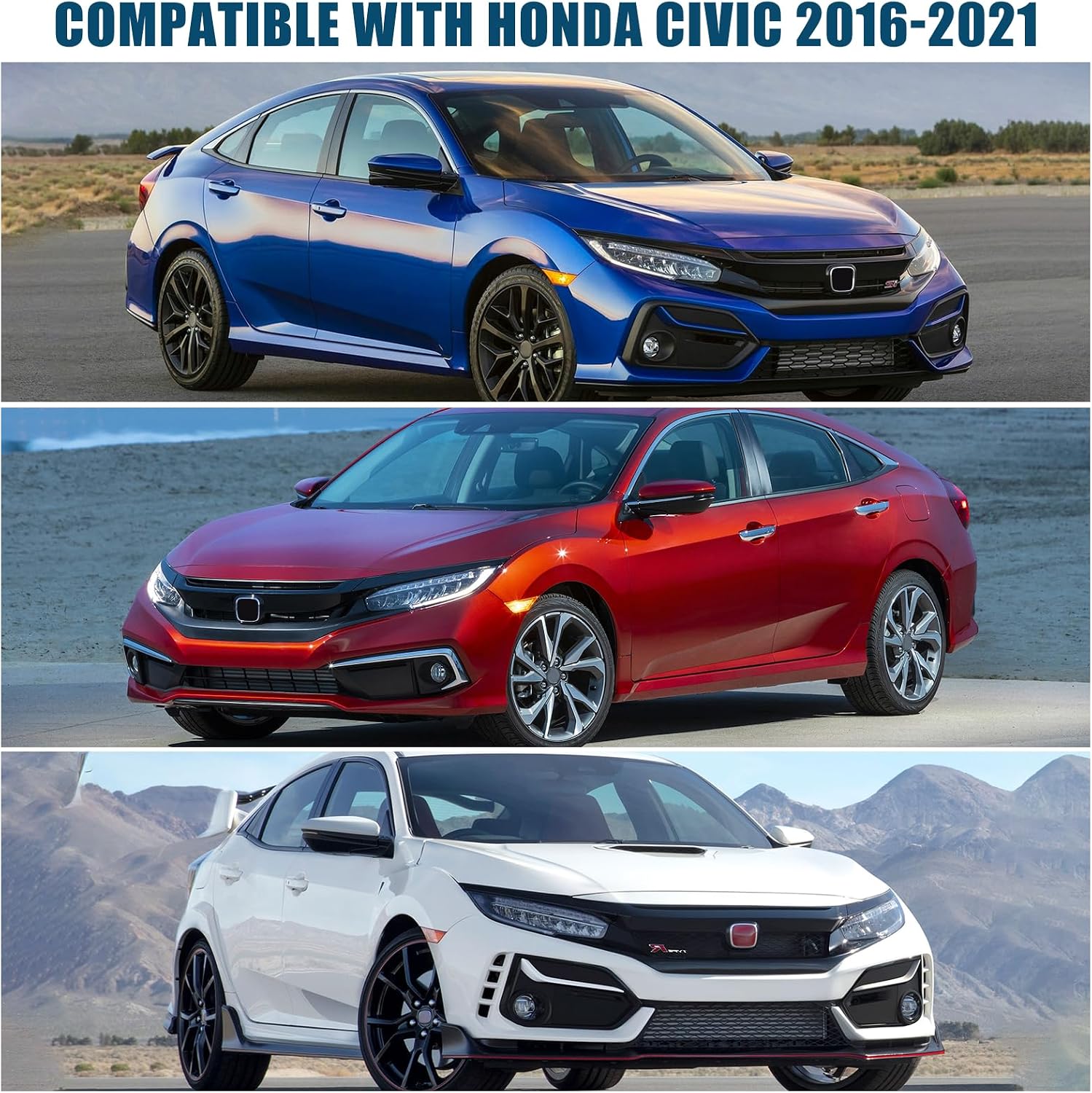 6 Layers Custom Fit Windshield Sun Shade for 2016-2021 Honda Civic, Foldable Car Sunshade with Storage Bag, Heat Reflective & UV Protection