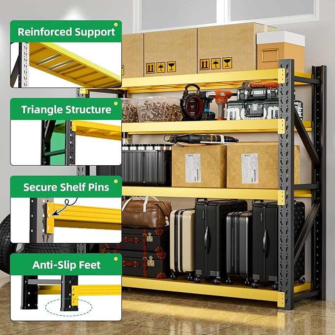 3000LBS Heavy Duty Storage Shelves, 4-Tier Adjustable Garage Organization - Image 6