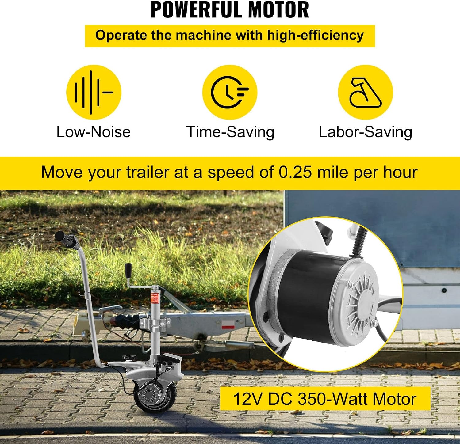 350W 12V Motorised Wheel 2270KG Vehicle Load Caravan Boat Wheel Dolly Utility Trailer Car SUV Power Mover with High Efficiency
