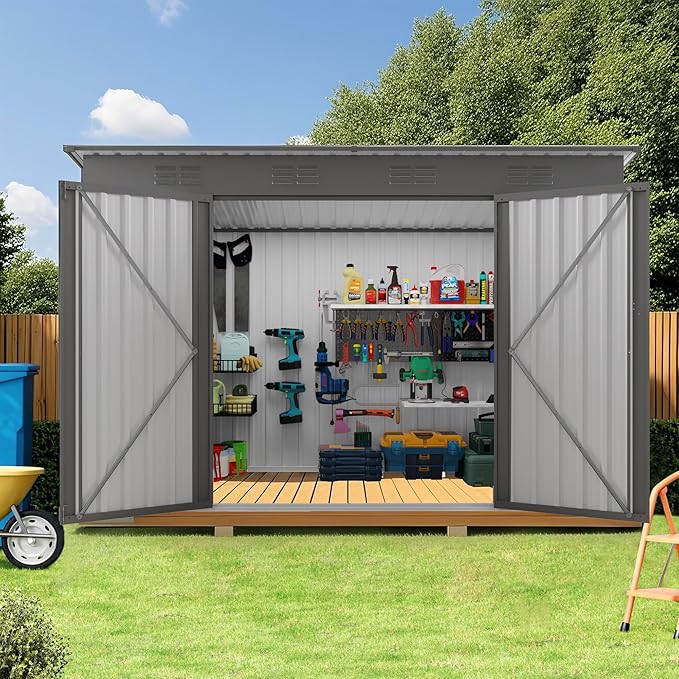 4x9 FT Outdoor Storage Shed, Metal Shed W/Window, Garden Storage Shed W/ 6 Air - Image 2