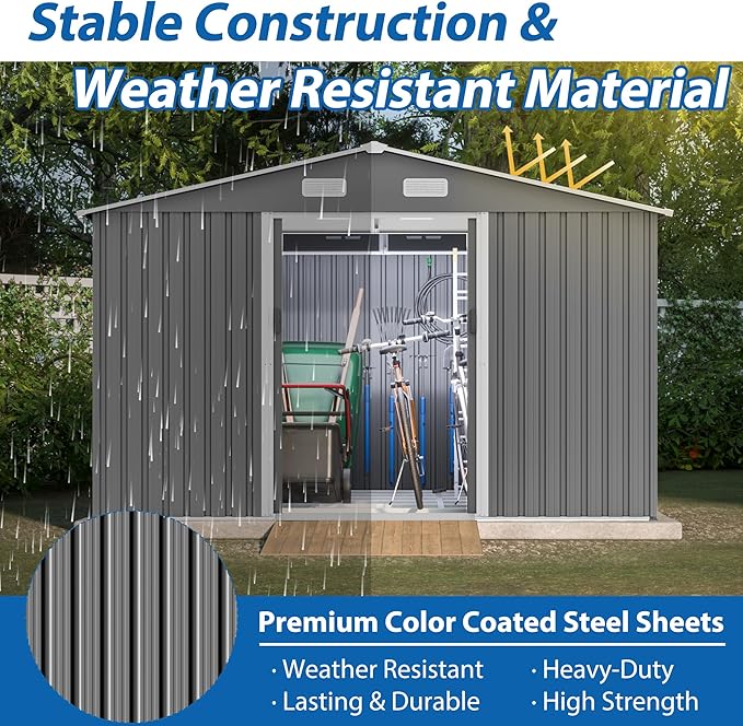 10X8 FT Outdoor Metal Storage Shed - Image 3