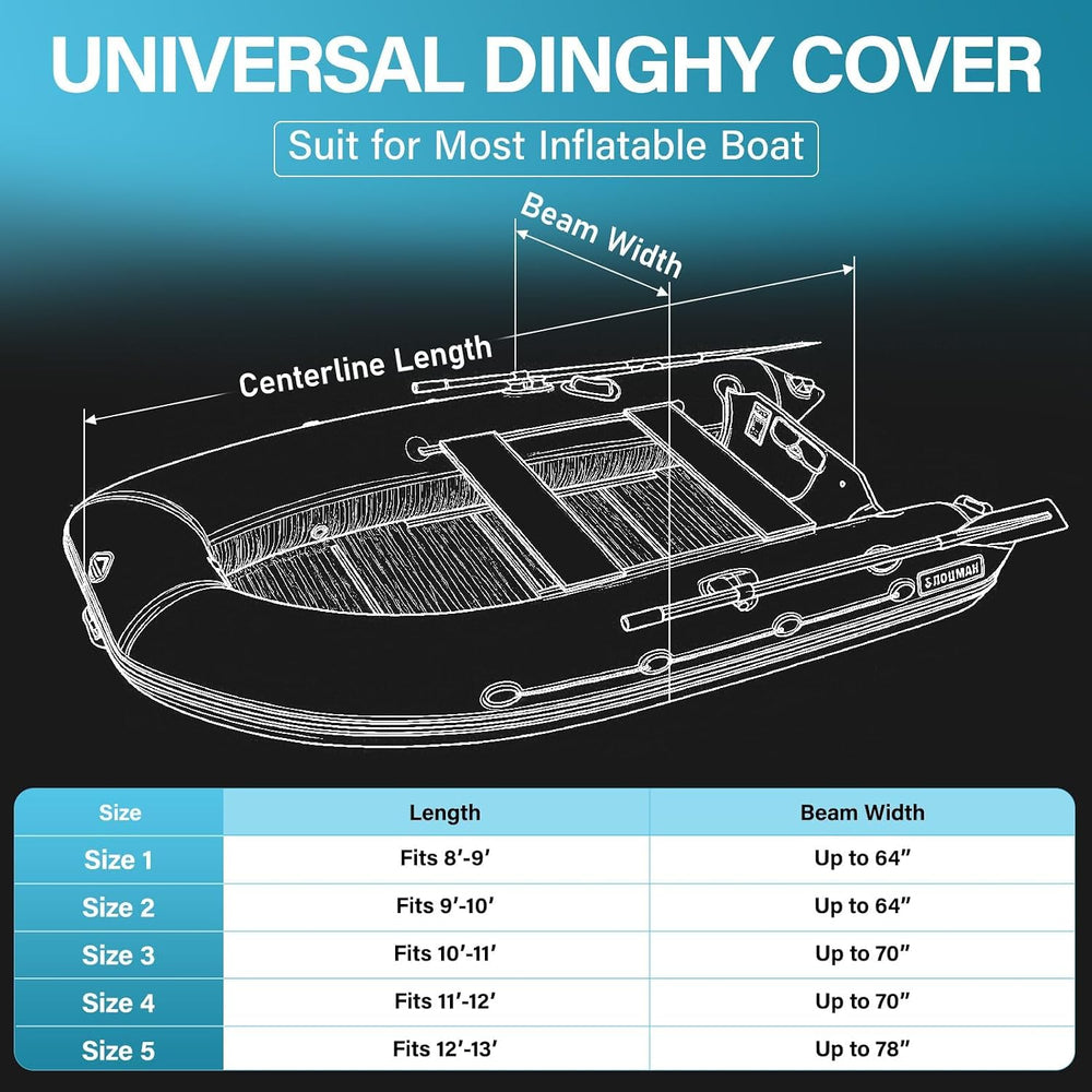 900D Inflatable Boat Cover 10-11ft with Lining,Motor Cover&Storage Net