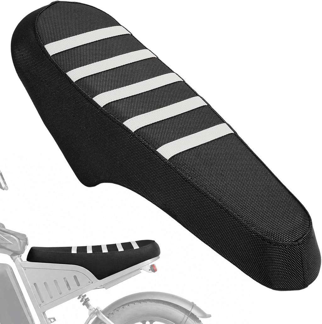JFG RACING Electric Bike Seat Cover,Non-Slip Ebike Cushion Cover for DTTZH F6/ASKGO 20" 2500W Fat Tire Electric Bikes for Adults-White