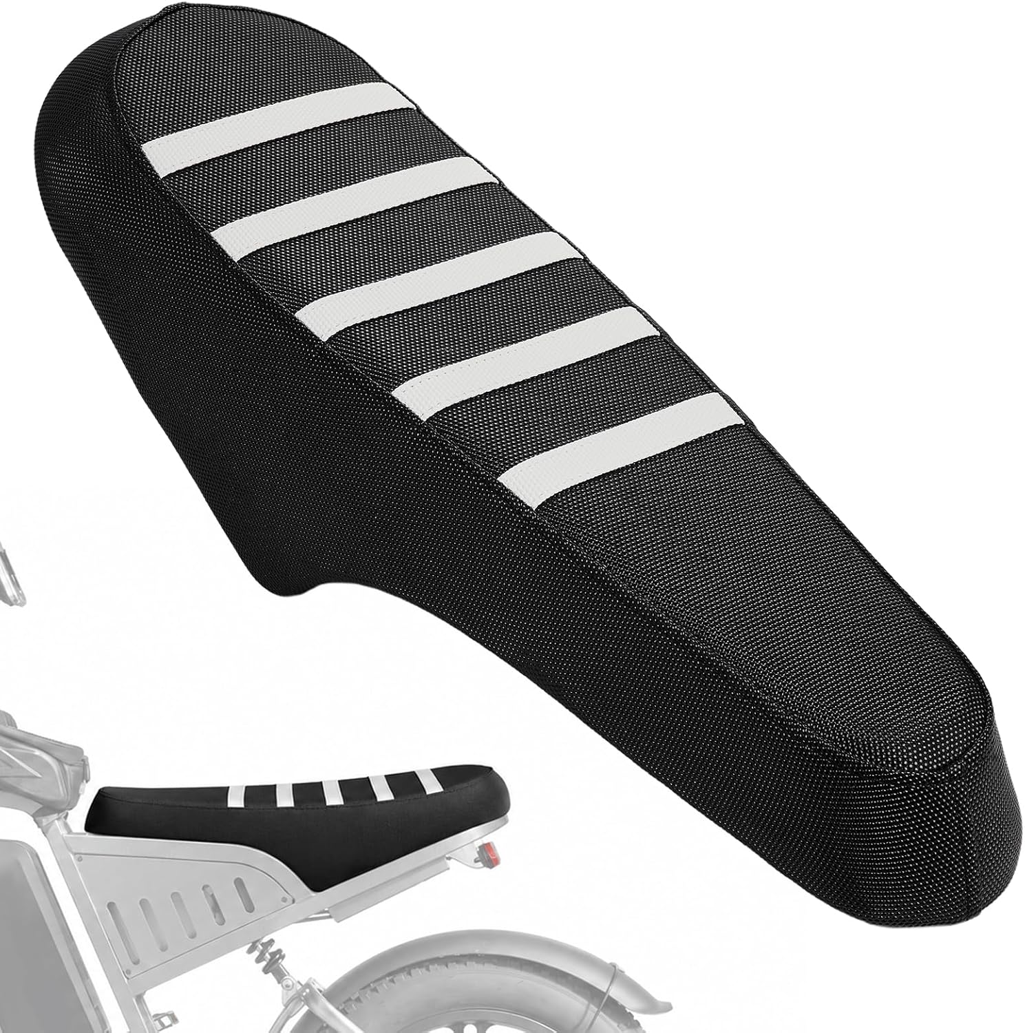 JFG RACING Electric Bike Seat Cover,Non-Slip Ebike Cushion Cover for DTTZH F6/ASKGO 20" 2500W Fat Tire Electric Bikes for Adults-White