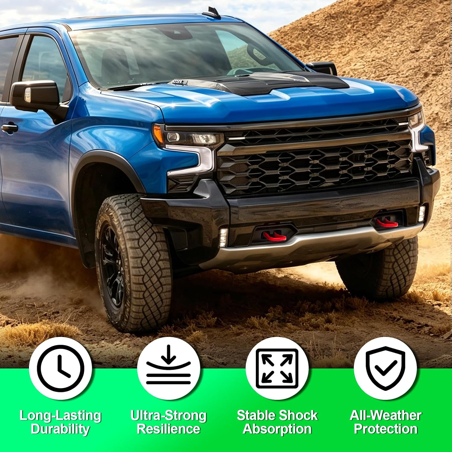 Tow Hook Covers for 2007-2026 Silverado 1500, Front Tow Hook Accessories | Protective Hitch Cover for 2007-2018 GMC Sierra 1500, Custom Fit, Scratch-Resistant, Rust-Proof, All-Weather, Easy Install