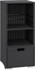 greesum rattan storage shed,outdoor towel rack,black, main product view