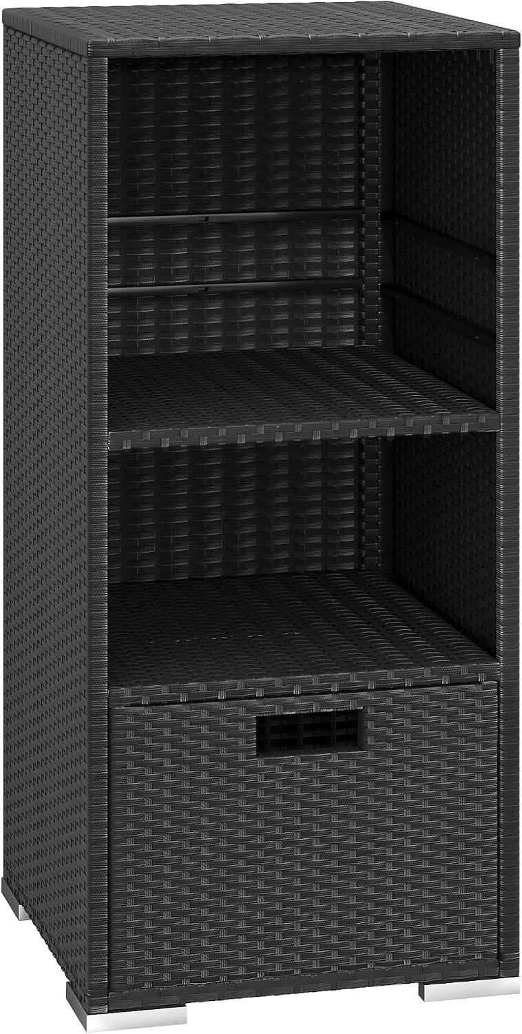 greesum rattan storage shed,outdoor towel rack,black, main product view
