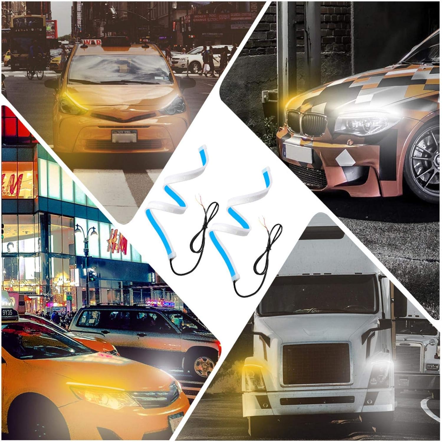 Flexible Led Light Strip, 2PCS 60cm Ultra Thin Car Soft Tube LED Strip DRL Daytime Running Light Turn Lamp