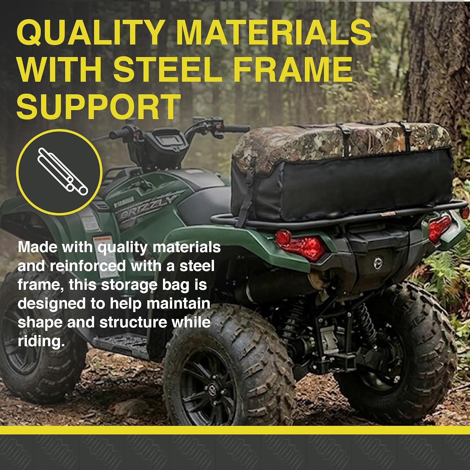 ATV Tek Arch Series Hunting and Fishing Expedition ATV/UTV Rear Rack Cargo Bag, Kings Mountain Shadow Camo, Waterproof ATV Bag with Spacious Compartments, Steel Frame Support.
