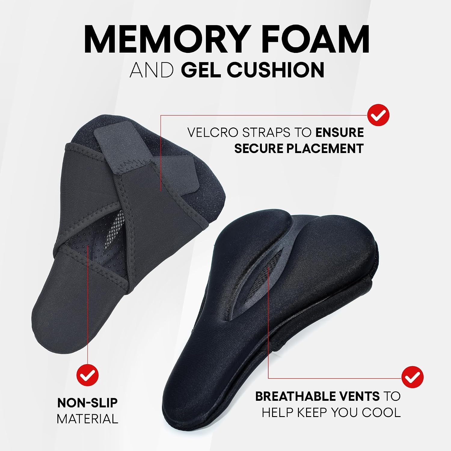 Padded Seat Cover for All Peloton Bikes and Cross Training Bike & Bike+ - Gel Seat Cushion, Ultimate Comfort for Men & Women, Accessories for Peloton Bikes