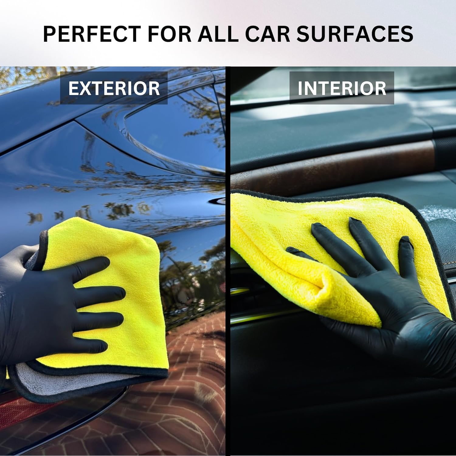 The Pro Stuff® Car Detailing Microfiber Towels - 800 GSM Thick Plush Auto Towels | Super Soft Dual-Sided for Cleaning, Washing, Buffing | Tagless, Scratch-Free, Lint Free Cloth (16"x16") (3)