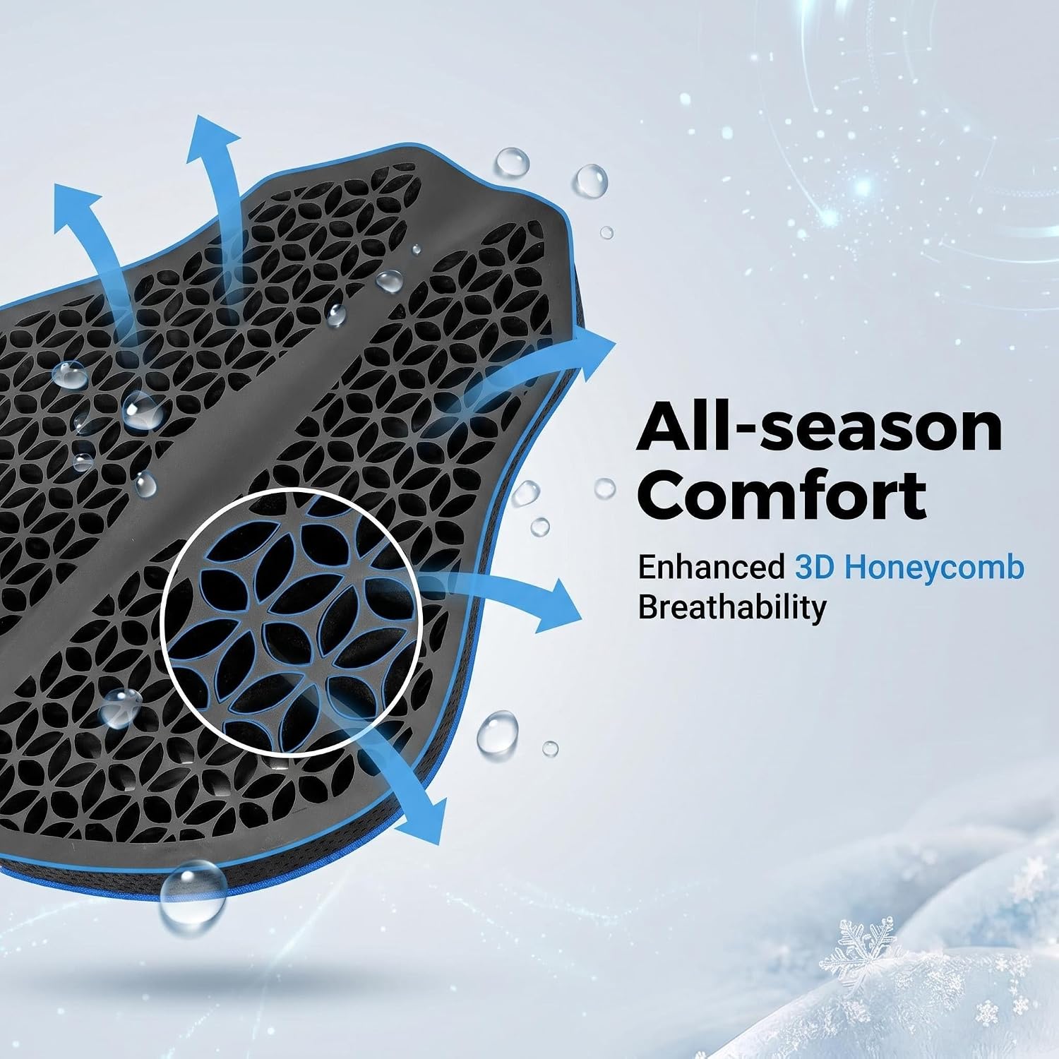 Upgraded Motorcycle Gel Seat Cushion, Universal Motorcycle Seat Pad, Shake Rider Cushion, Enlarged Ventilation Channels, Large 3D-Honeycomb Structure, Shock Absorption and Breathable for Long Rides