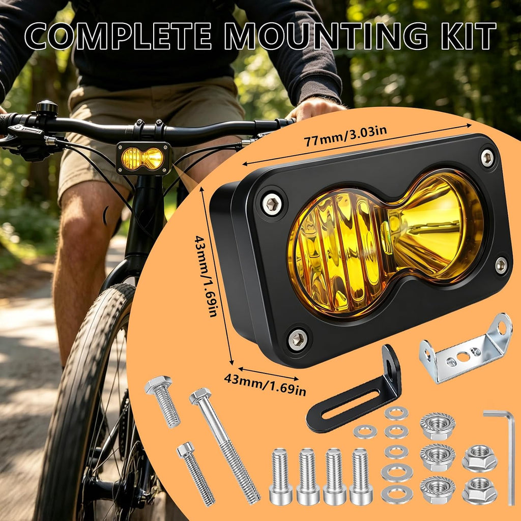 LED Headlight for Ebike, Baja Style Light 6500K 20W Waterproof Compatible with Ridstar Q20 RadRunner RadMini RadRover RadExpand, 3Pin 12V-60V for Ebike Light