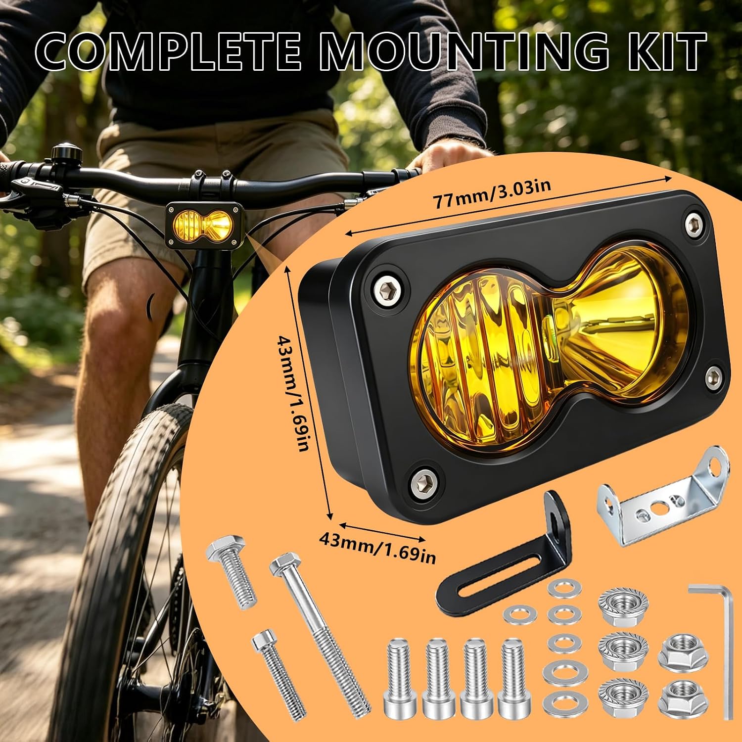 LED Headlight for Ebike, Baja Style Light 6500K 20W Waterproof Compatible with Ridstar Q20 RadRunner RadMini RadRover RadExpand, 3Pin 12V-60V for Ebike Light