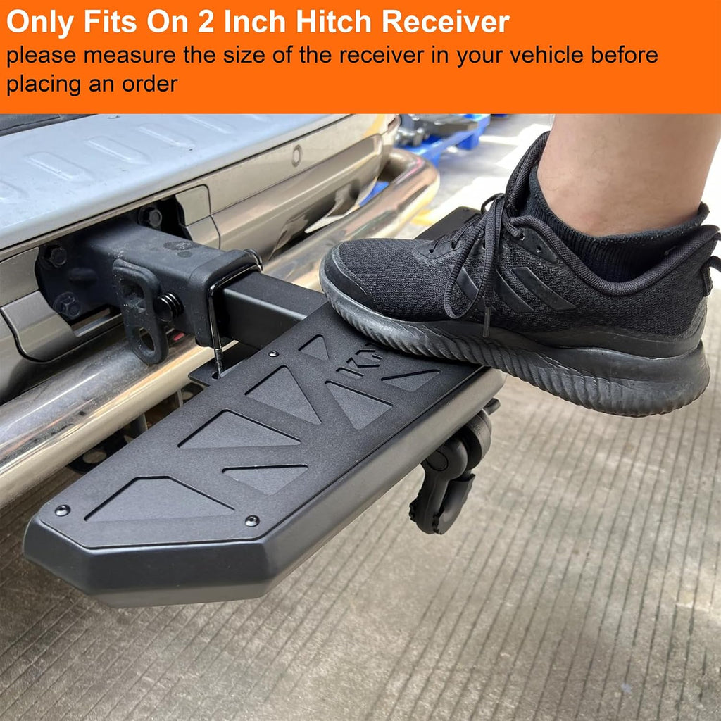 Hitch Step Compatible with SUV&Pickup Truck&Van with 2 Inch Hitch Receiver,Towing Rear Bumper Protector Guard,Step Bar,Textured Black Powder, Pin Lock,Stabilizer,Tow Hook