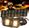 SUNPIE 8 Pods Quick Connect Amber Rock Lights, 18 Wide Angle Chips, 4M Extension Wires Each Light, Mounting Pads, IP67 Waterproof, Fits for Trucks Trailer SUV ATV UTV