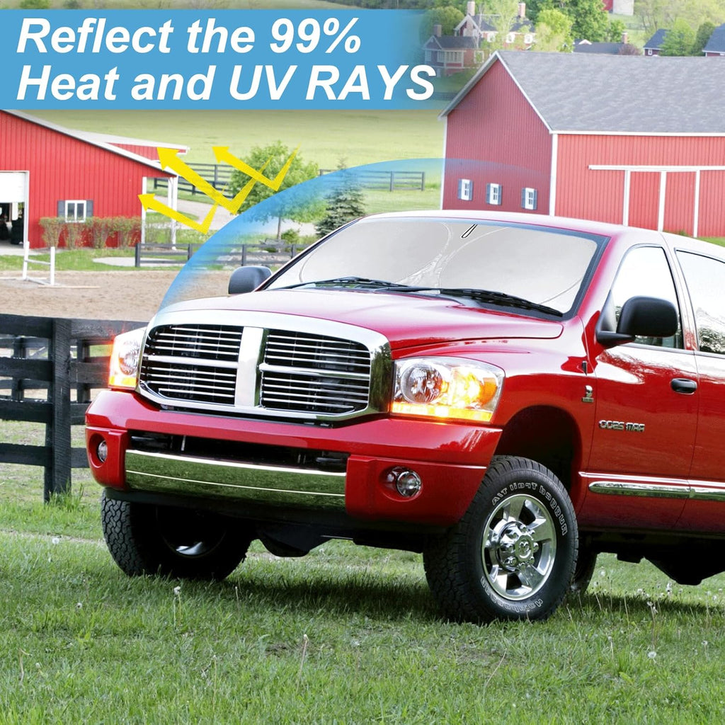 Sunshade for Ram Sun Shade Fit 2010-2025 2026 Dodge RAM 2500 3500 Truck Accessories Windshield Cover for Ram 2500/3500/4500/5500 Sun Visor Fits 2Dr RegularCab, 4Dr QuadCab, CrewCab, MegaCab