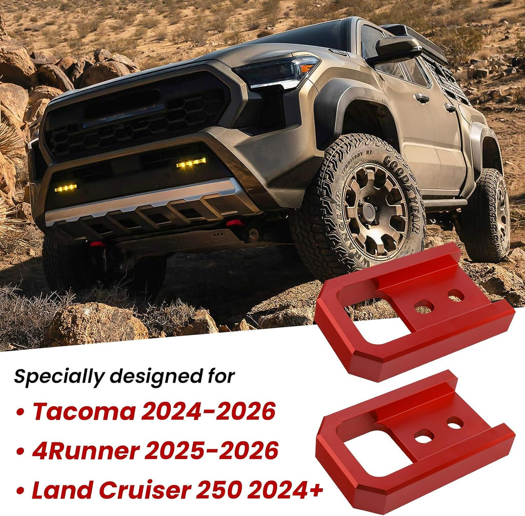 Tow Hooks for Tacoma 2024-2026/4Runner 2025-2026/Land Cruiser 250 2024-2026, Car Tow Hooks Compatible with Toyota Tacoma/4Runner/Land Cruiser 250 Accessories (Red)