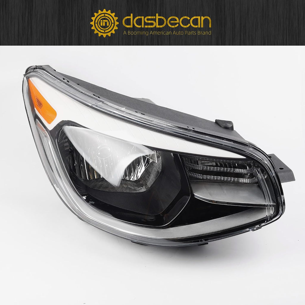 Dasbecan Halogen Headlight Compatible With Kia Soul 2014-2019 Left+Right Side Headlights Assembly Chrome Housing Replaces# 92101B2270 92102B2270 KI2502167 KI2503167(W/O Bulbs)