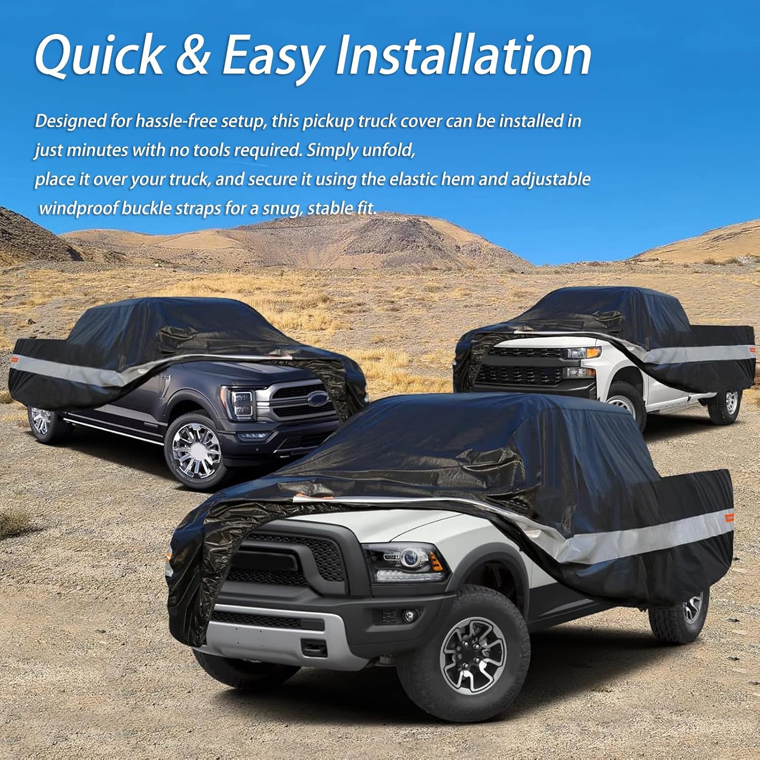 Pickup Truck Cover for Dodge Power Wagon, Water-Resistant Truck Covers, Full Outdoor Pickup Covers, Rain Snow Protection Heavy Duty Pickup Truck Covers