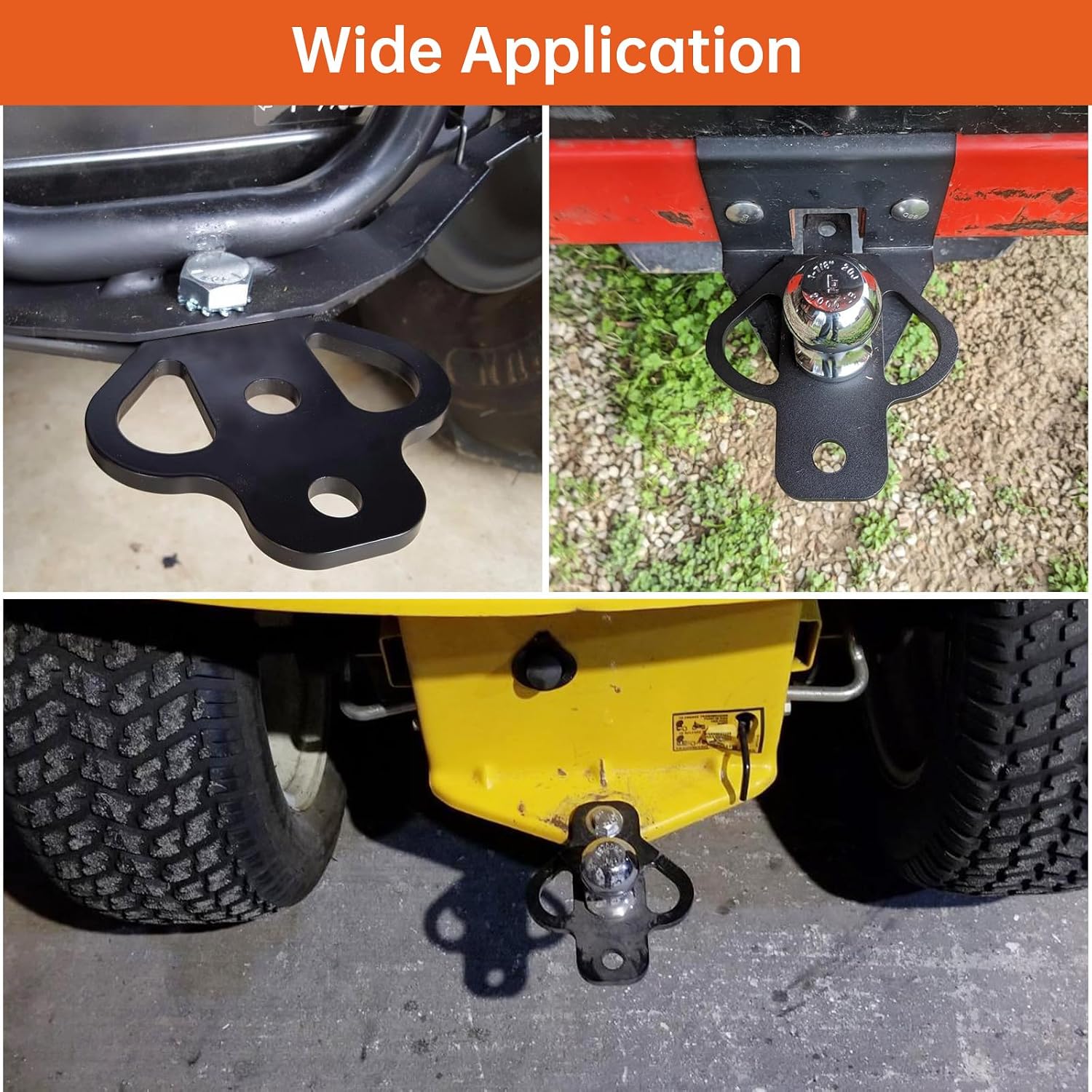3-Way Trailer Hitch Adapter with Bolt for ATV Lawn Mower Golf Cart Yard Cart Garden Tractor Flat Towing Ball Mount